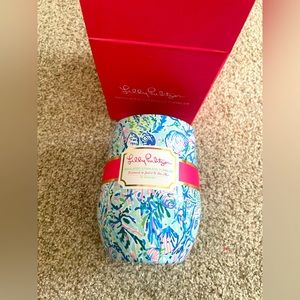 Lilly Pulitzer Stemless Wine Tumbler - “Surf Blue Soleil It On Me” print